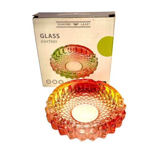 Diamond Leaf Glass Asbak Rood/Groen kopen Funcaps